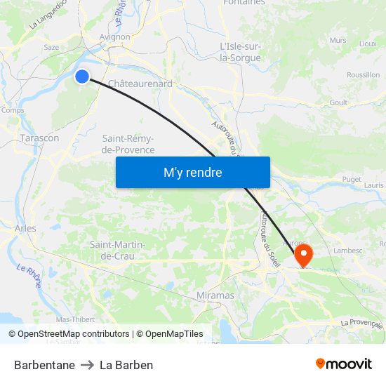 Barbentane to La Barben map