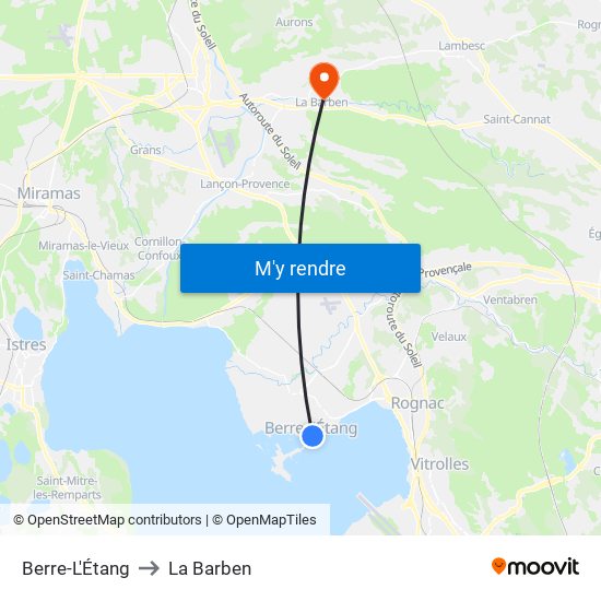 Berre-L'Étang to La Barben map