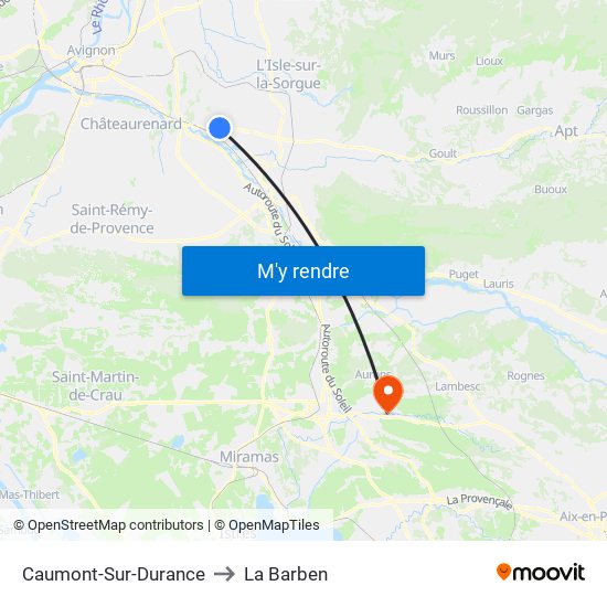 Caumont-Sur-Durance to La Barben map