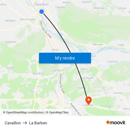 Cavaillon to La Barben map