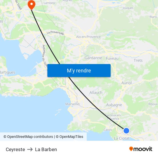Ceyreste to La Barben map