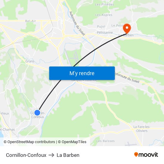 Cornillon-Confoux to La Barben map