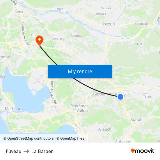 Fuveau to La Barben map