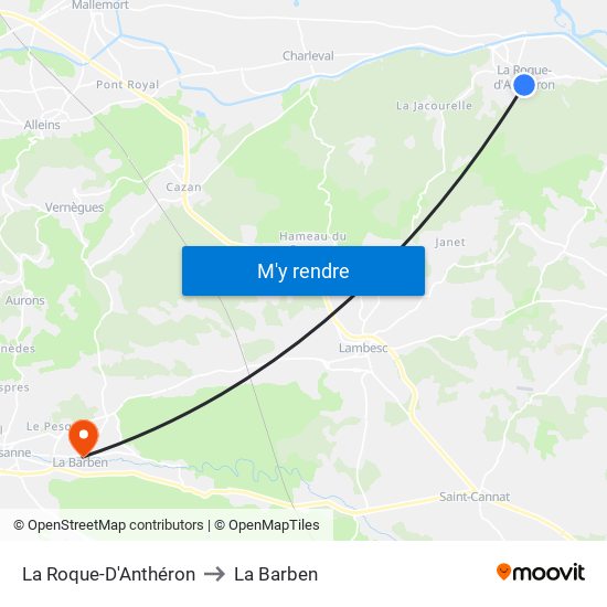 La Roque-D'Anthéron to La Barben map