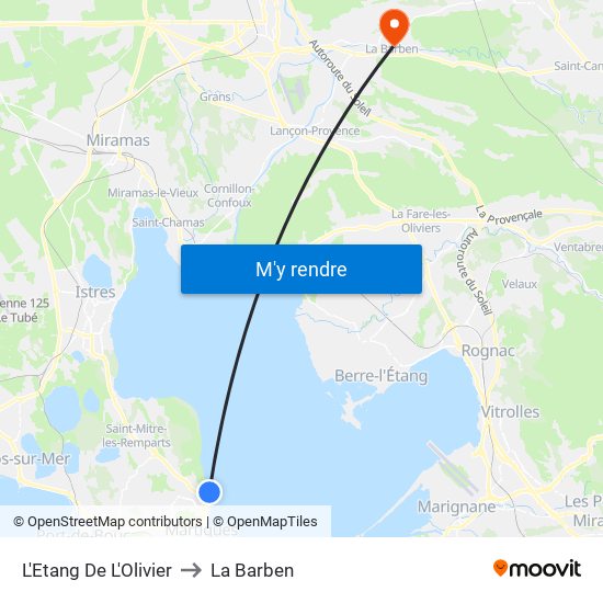 L'Etang De L'Olivier to La Barben map
