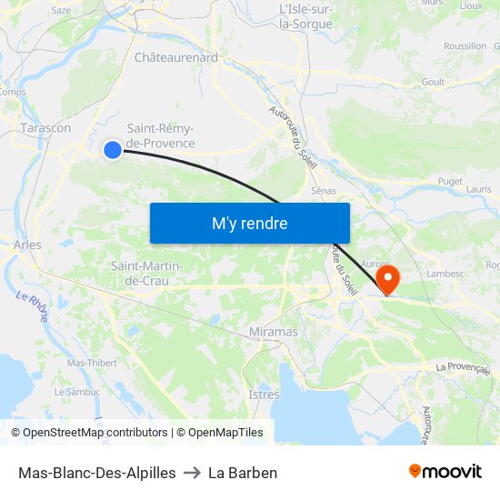 Mas-Blanc-Des-Alpilles to La Barben map