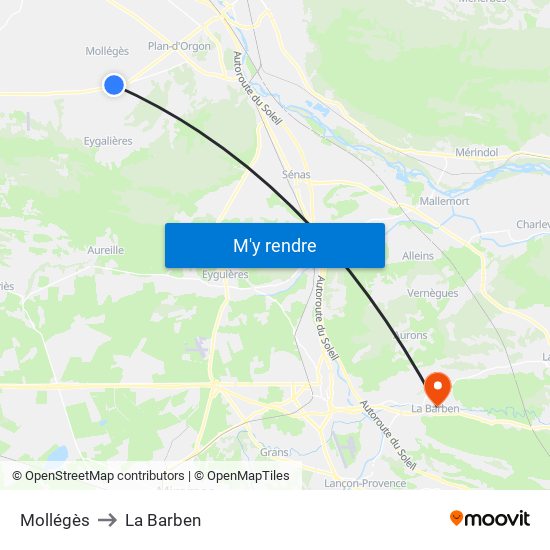 Mollégès to La Barben map