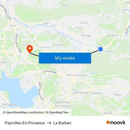 Peyrolles-En-Provence to La Barben map