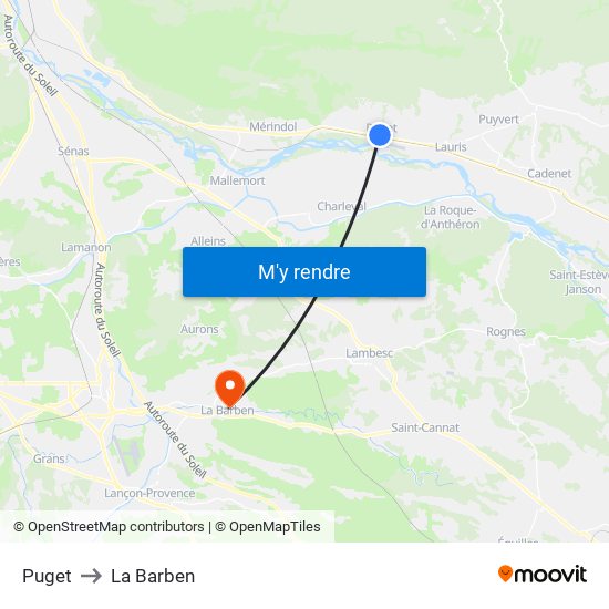Puget to La Barben map