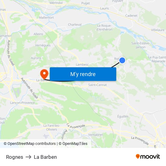 Rognes to La Barben map