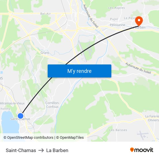 Saint-Chamas to La Barben map