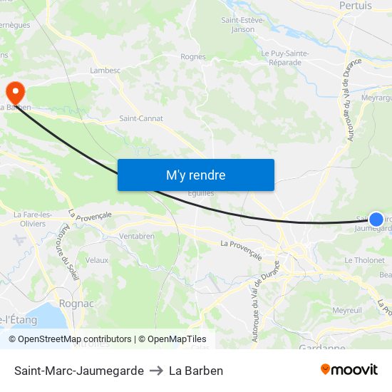 Saint-Marc-Jaumegarde to La Barben map