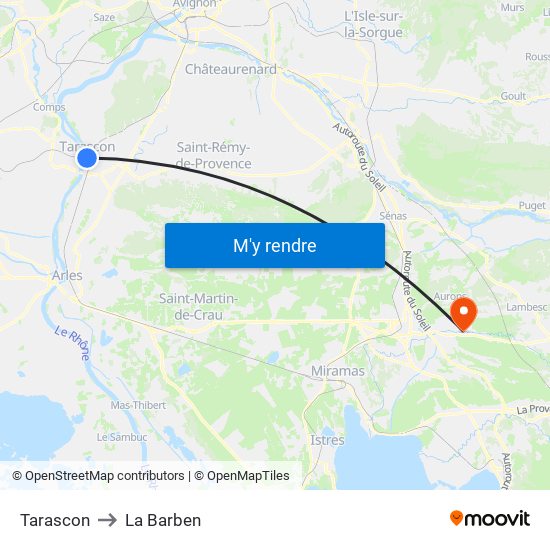 Tarascon to La Barben map