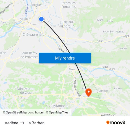 Vedène to La Barben map