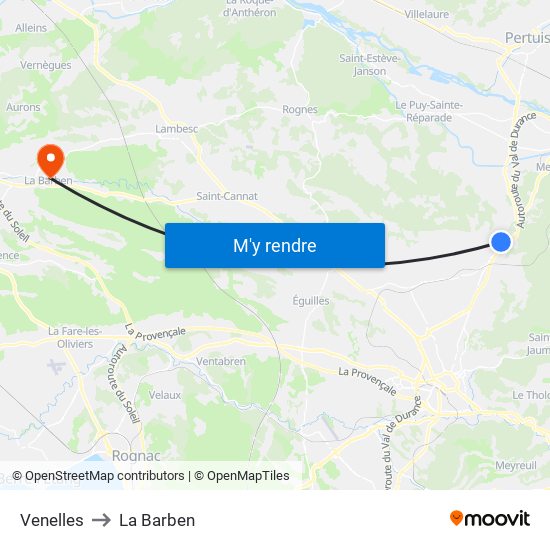 Venelles to La Barben map