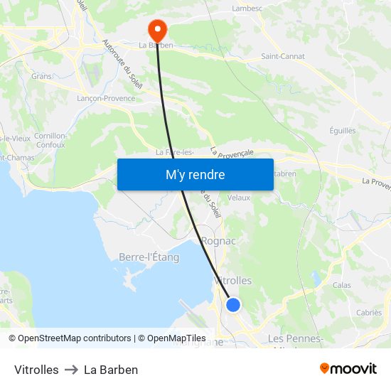 Vitrolles to La Barben map