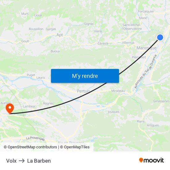 Volx to La Barben map