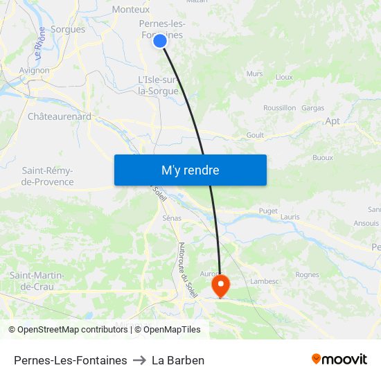 Pernes-Les-Fontaines to La Barben map