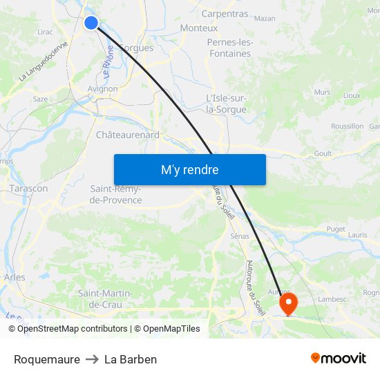 Roquemaure to La Barben map