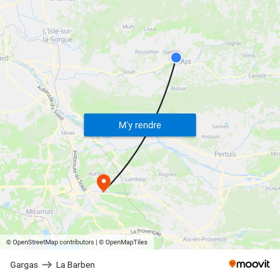 Gargas to La Barben map