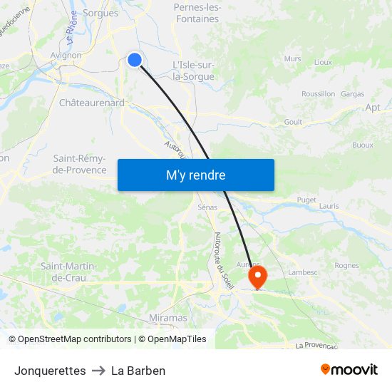 Jonquerettes to La Barben map