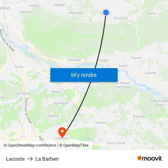 Lacoste to La Barben map