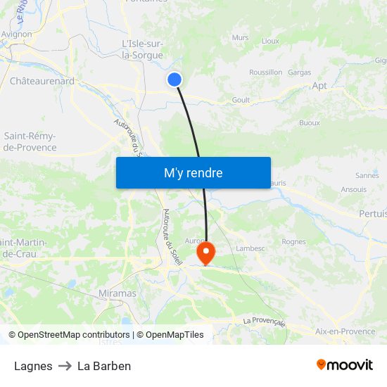 Lagnes to La Barben map