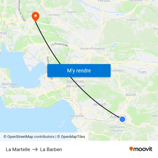 La Martelle to La Barben map