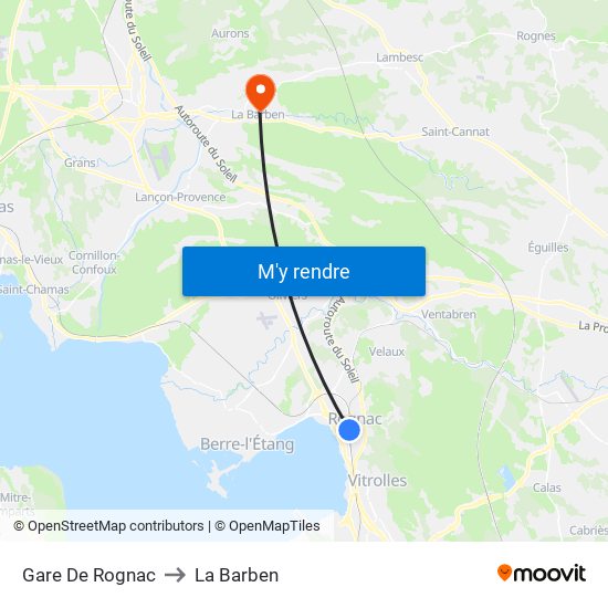 Gare De Rognac to La Barben map
