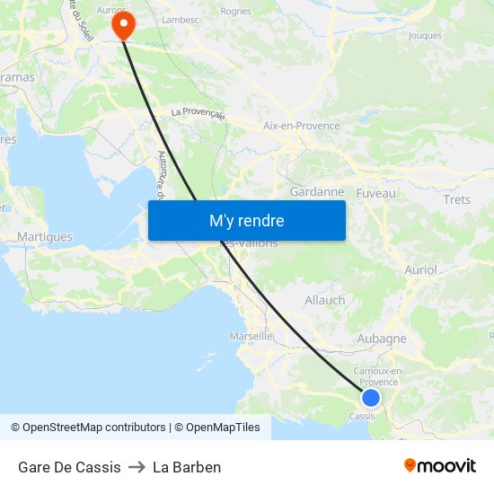 Gare De Cassis to La Barben map