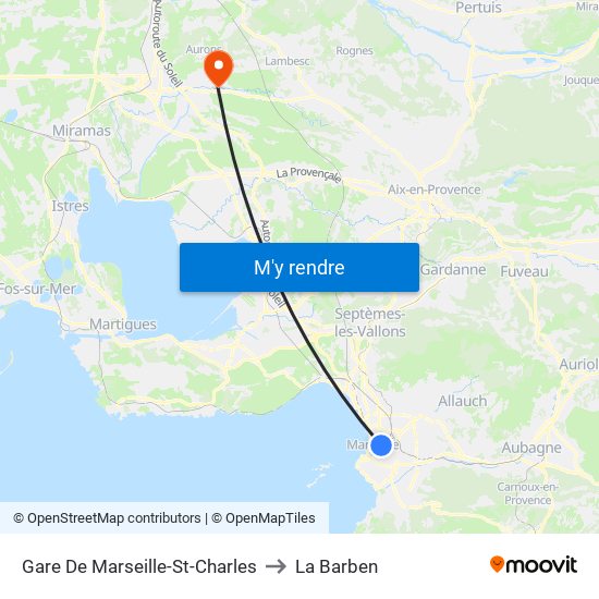 Gare De Marseille-St-Charles to La Barben map
