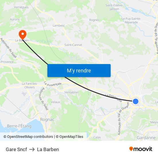 Gare Sncf to La Barben map