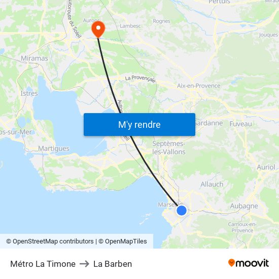 Métro La Timone to La Barben map