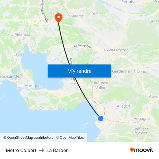 Métro Colbert to La Barben map