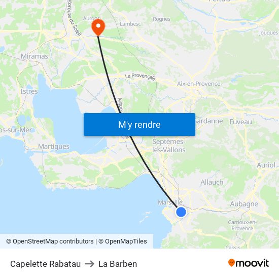 Capelette Rabatau to La Barben map