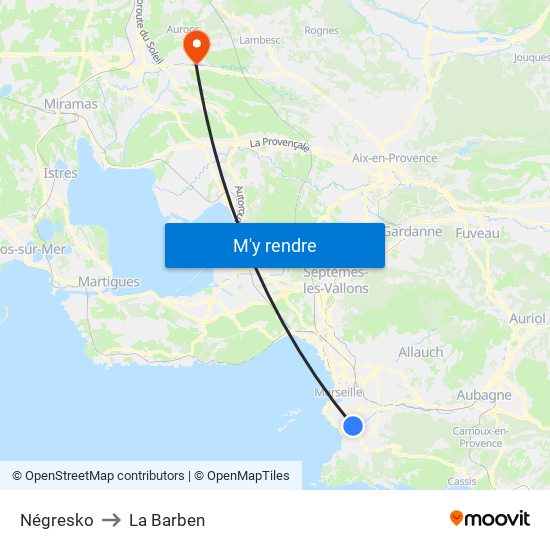 Négresko to La Barben map