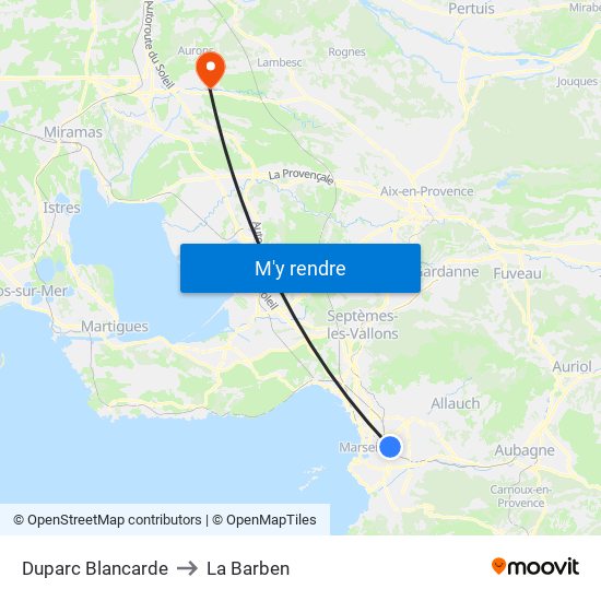 Duparc Blancarde to La Barben map