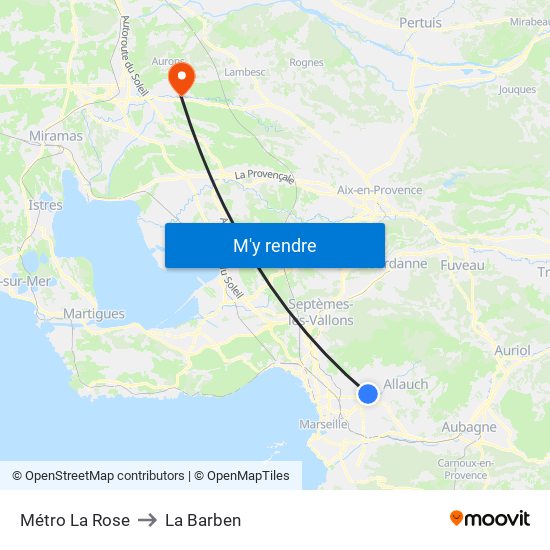 Métro La Rose to La Barben map