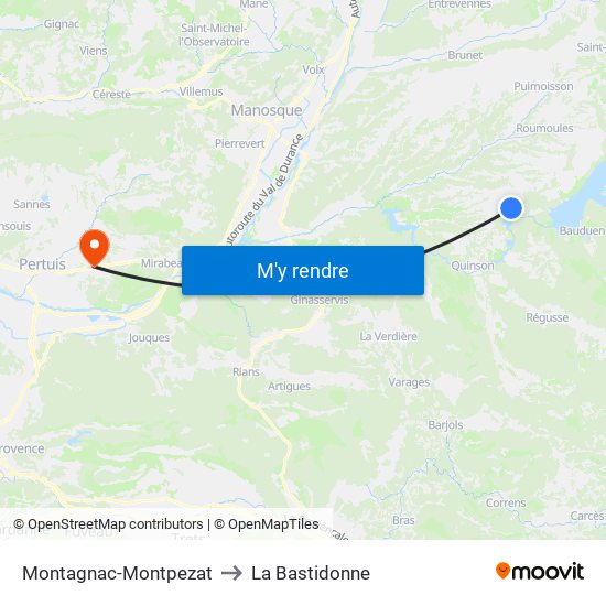 Montagnac-Montpezat to La Bastidonne map