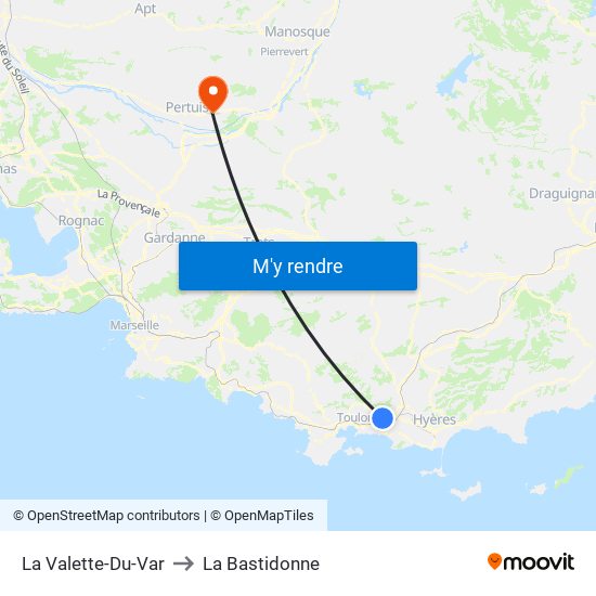 La Valette-Du-Var to La Bastidonne map
