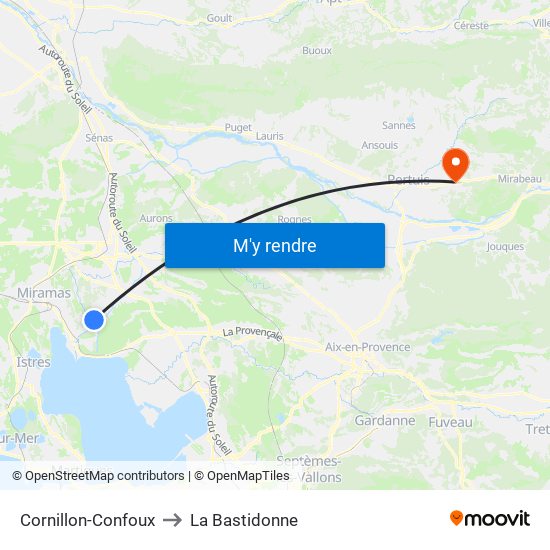 Cornillon-Confoux to La Bastidonne map