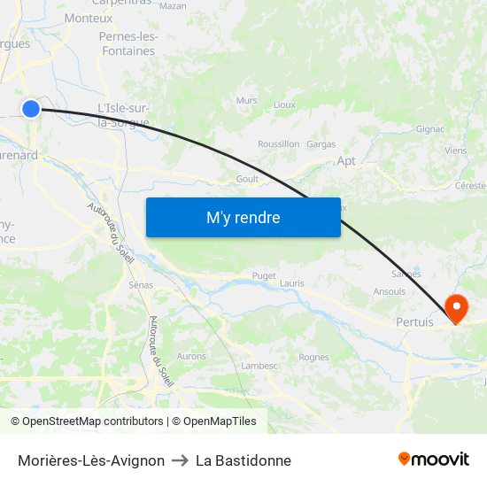 Morières-Lès-Avignon to La Bastidonne map