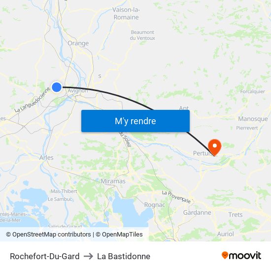 Rochefort-Du-Gard to La Bastidonne map