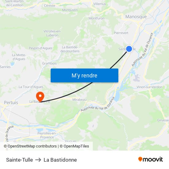 Sainte-Tulle to La Bastidonne map