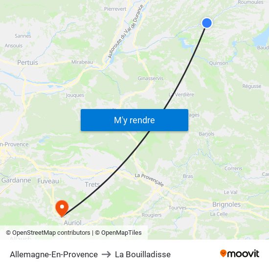 Allemagne-En-Provence to La Bouilladisse map