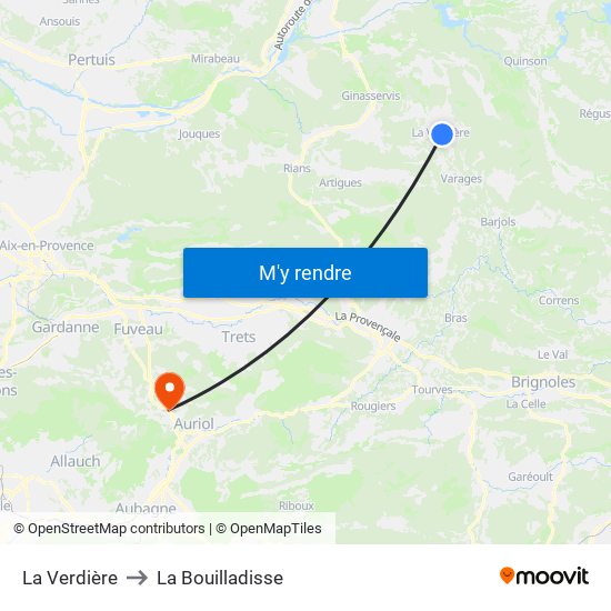 La Verdière to La Bouilladisse map