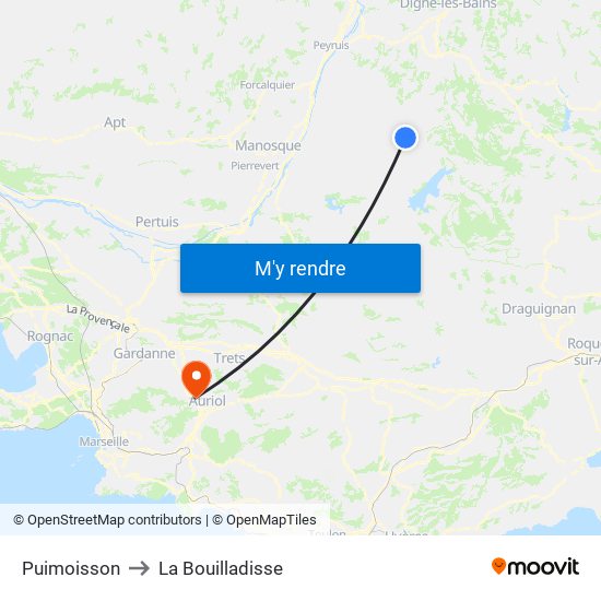 Puimoisson to La Bouilladisse map