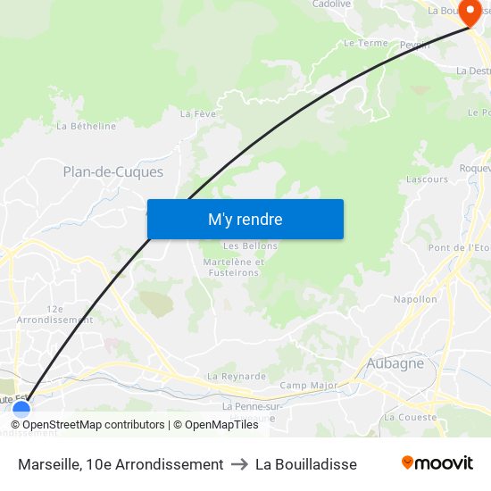 Marseille, 10e Arrondissement to La Bouilladisse map