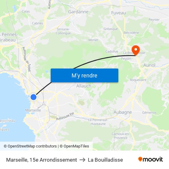 Marseille, 15e Arrondissement to La Bouilladisse map