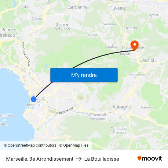 Marseille, 3e Arrondissement to La Bouilladisse map